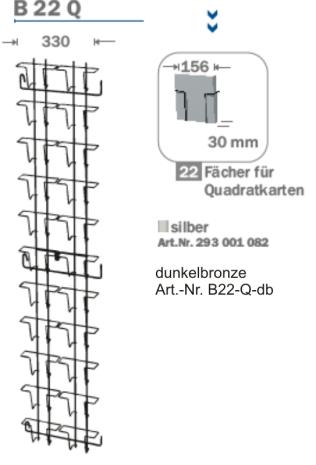 Kartenfachleiste  Design, 156 mm Querformat, 2-reihig, 22 Fächer, dunkelbronze