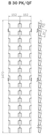 Kartenfachleiste  Design, 152 mm quer, 2-reihig, 30 Fächer, dunkel bronze