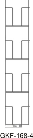 Fachleiste 168 mm, 4 Fächer, 1-reihig,  640 mm, silber