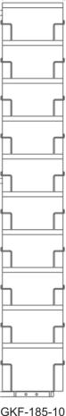 Fachleiste 185 mm, 10 Fächer, 1-reihig, schwarz