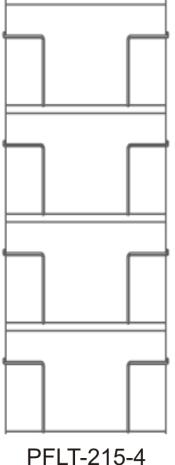 Fachleiste 215 mm, 4 Fächer, 1-reihig, 640 mm, eloxalsilber
