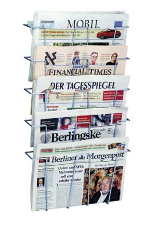 Zeitungsfachleiste 430 mm, 5 Fächer, silber