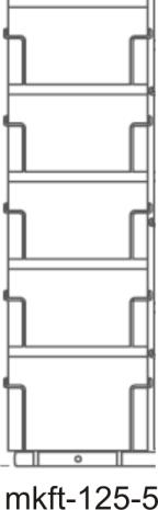 Minikarten-Fachleiste. 125 mm, 5 Fächer, 515 mm, silber
