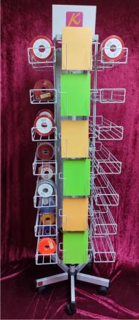 Geschenkband-Bodenständer 470 mm breit 2 x 7 Reihen kombi eloxalsilber