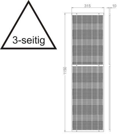 Lochblech-Bodenständer 3-seitig, 315 x 1150 mm, silber