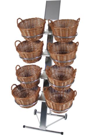 Korbständer 8 runde Körbe mit Transporträder