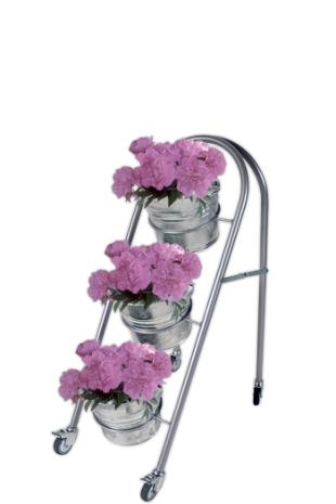 Blumenständer mit 3 Eimer und Transportrollen