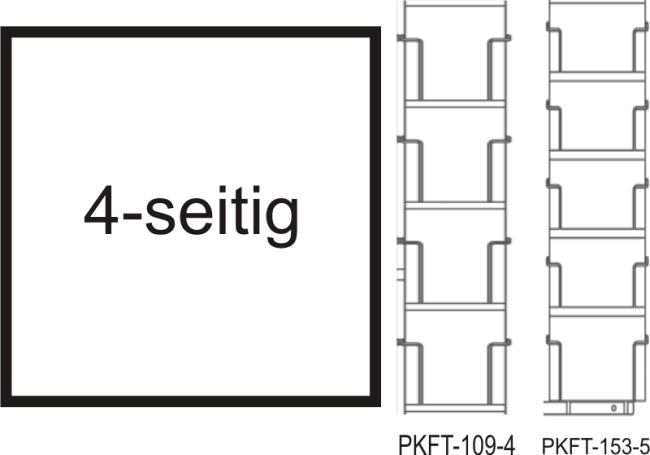 Postkarten-Thekenständer, 105/150 mm Hoch-Querformat, 4-seitig silber