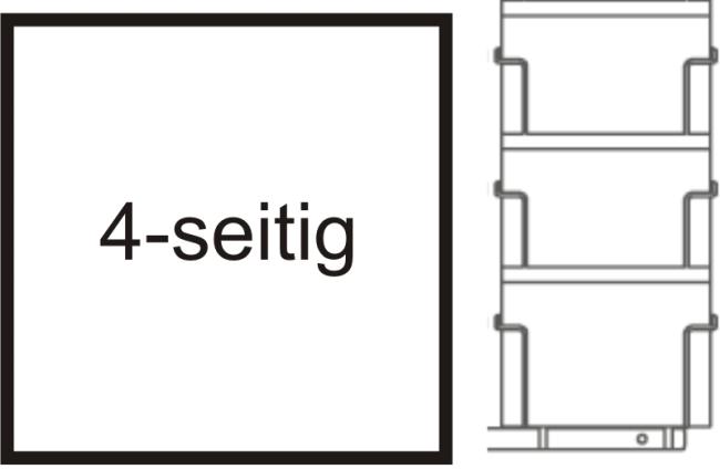 Postkarten-Thekenständer, 153 mm Querformat, 4-seitig, silber