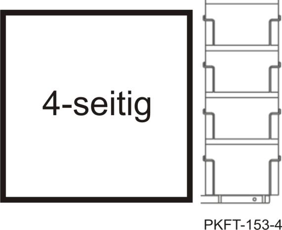 Postkarten-Thekenständer A6, 153 mm Fachbeite Querformat, 16 Fächer, 4-seitig, silber