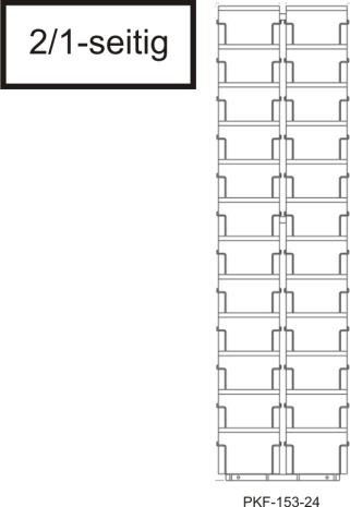 Postkarten-Bodenständer, 153 mm Fachbreite, 48 Kartenfächer, 2 Lochbleche, 2/1-reihig, schwarz