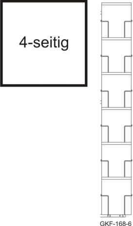 Bodenständer A5, 168 mm, 24 Fächer, 1-reihig, 4-seitig, silber