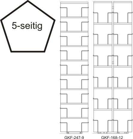 Bodenständer kombiniert 168 mm (36) - 247 (18) mm Fachbreite, 5-seitig silber