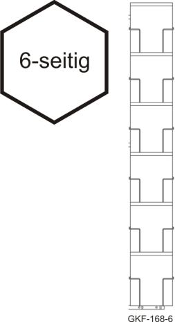 Bodenständer A5, 168 mm, 36 Fächer, 1-reihig, 6-seitig, silber