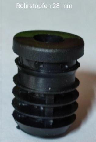 Rohrstopfen mit Loch für Schilderhalter 10 mm schrarz für 28er Rohr