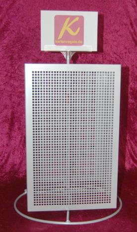 Lochblech-Theken-Drehständer,  578 mm, silber