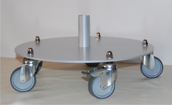 Fuß rund silber, 450/5 für Bodenständer mit 75 mm Metall-Rollen