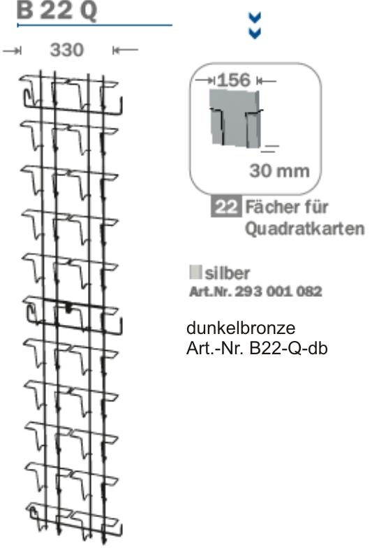 Kartenfachleiste  Design, 156 mm Querformat, 2-reihig, 22 Fächer, dunkelbronze