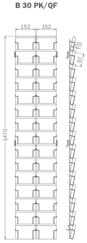 Kartenfachleiste  Design, 152 mm quer, 2-reihig, 30 Fächer, dunkel bronze
