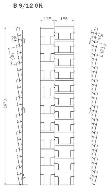 Kartenfachleiste  Design, 183/135 mm, 2-reihig, 21 Fächer, dunkelbronze