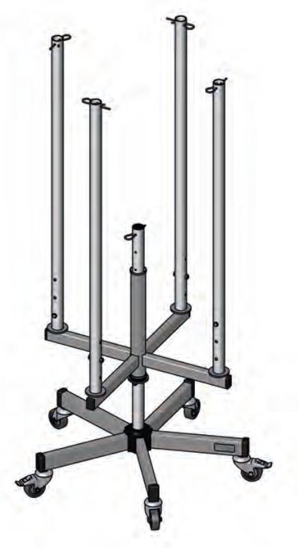 Drehsäulen-Grundständer 4 Säulen ROTA, silber
