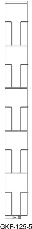 Fachleiste 125 mm, 1-reihig, 5 Fächer, 1.150 mm, schwarz