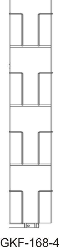 Fachleiste 168 mm, 4 Fächer, 1-reihig,  640 mm, silber