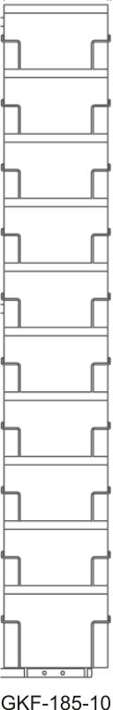 Fachleiste 185 mm, 10 Fächer, 1-reihig, schwarz