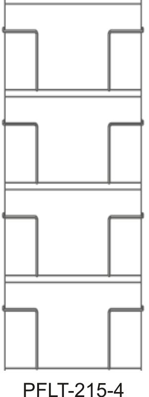 Fachleiste 215 mm, 4 Fächer, 1-reihig, 640 mm, eloxalsilber