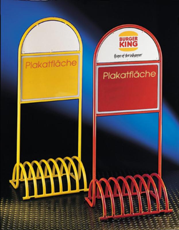 Fahrradständer"Kombi" 700x1730mm, mit Plakatfläche grün