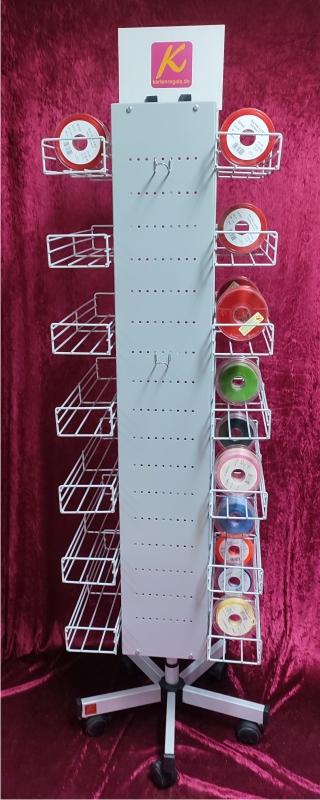 Geschenkband-Bodenständer 470 mm breit 2 x 7 Reihen kombi eloxalsilber