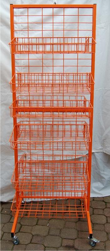 Gitterständer 2-seitig, mit 4 Rollen, 600 x 600x 1700 mm- 2-teilige Gitterwand