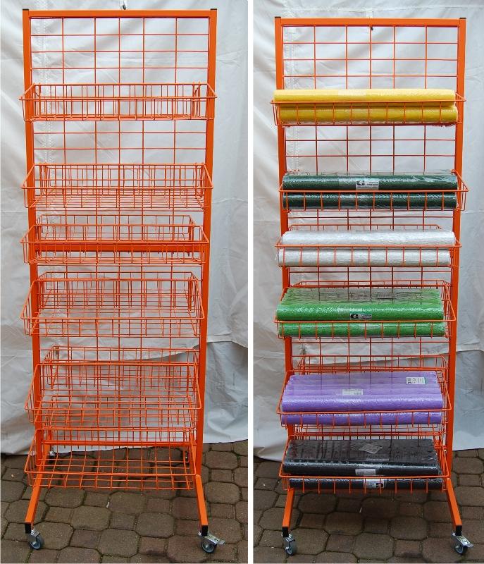 Gitterständer 2-seitig, mit 4 Rollen, 600 x 600x 1700 mm- 2-teilige Gitterwand