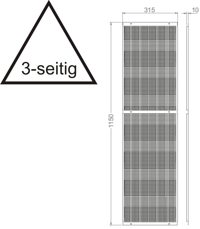 Lochblech-Bodenständer 3-seitig, 315 x 1150 mm, silber