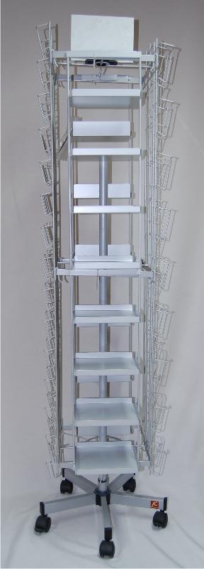 STYLO combination stand 1531 mm, 2 x 8 shelves, + 2 shelf rails, silver