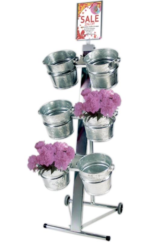 Blumenständer mit 6 Eimer und Transportrollen