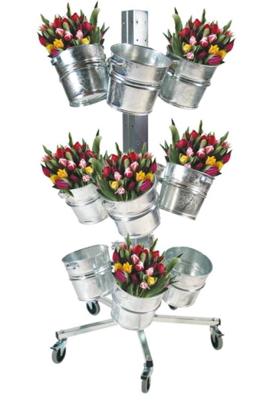 Blumenständer mit 12 Eimer und Transportrollen