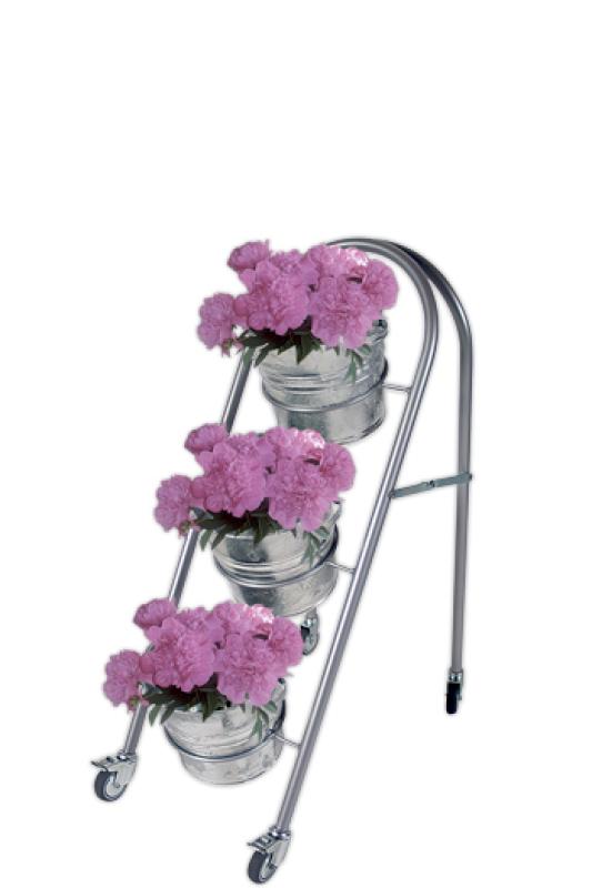 Blumenständer mit 3 Eimer und Transportrollen