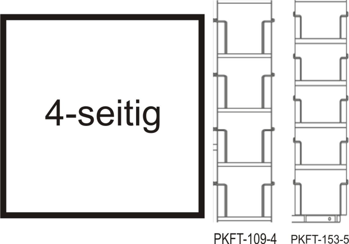 Postkarten-Thekenständer, 105/150 mm Hoch-Querformat, 4-seitig silber