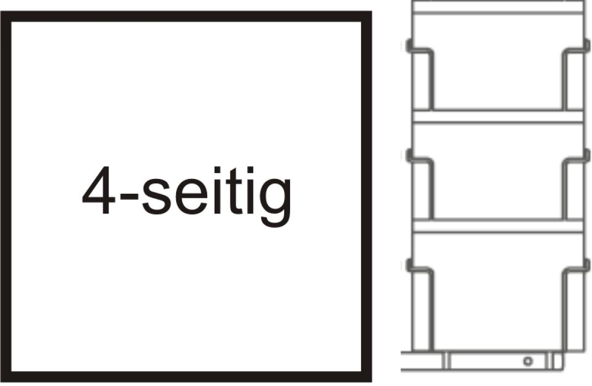 Postkarten-Thekenständer, 153 mm Querformat, 4-seitig, silber