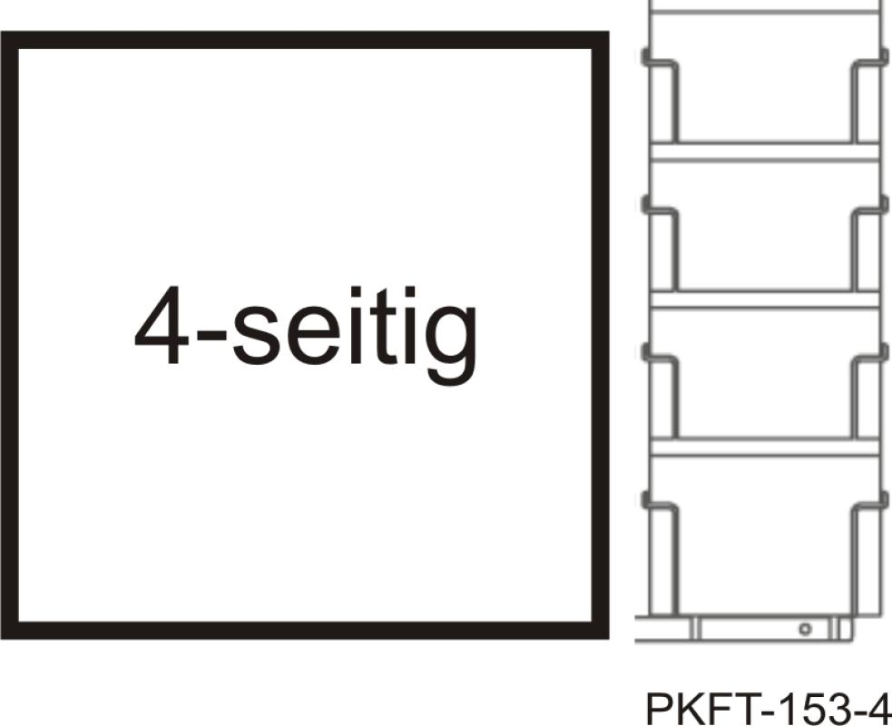 Postkarten-Thekenständer A6, 153 mm Fachbeite Querformat, 16 Fächer, 4-seitig, silber