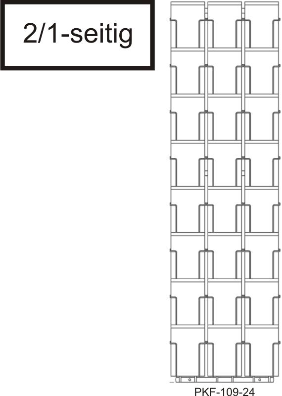 Postkarten-Bodenständer, 109 mm Fachbreite, 48 Kartenfächer, 2 Lochbleche, 2/1-reihig, schwarz