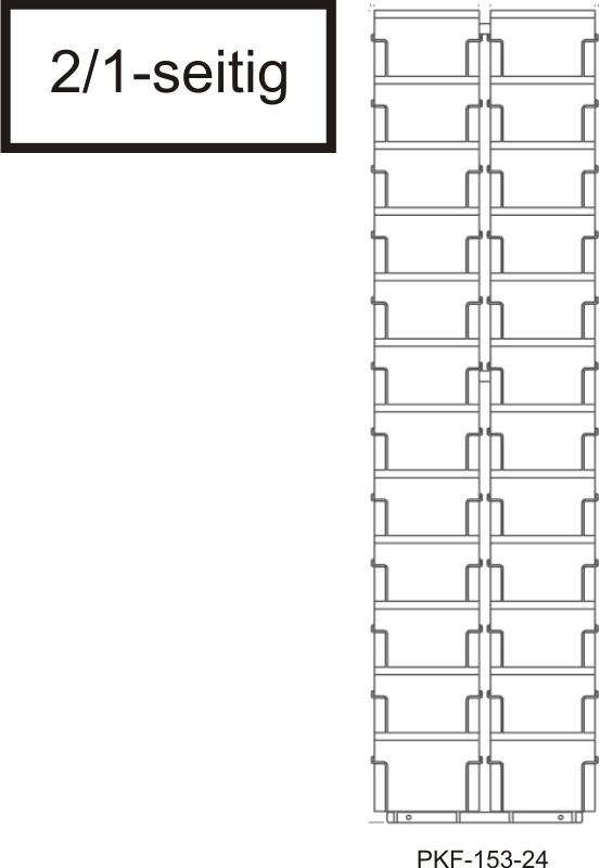 Postkarten-Bodenständer, 153 mm Fachbreite, 48 Kartenfächer, 2 Lochbleche, 2/1-reihig, schwarz