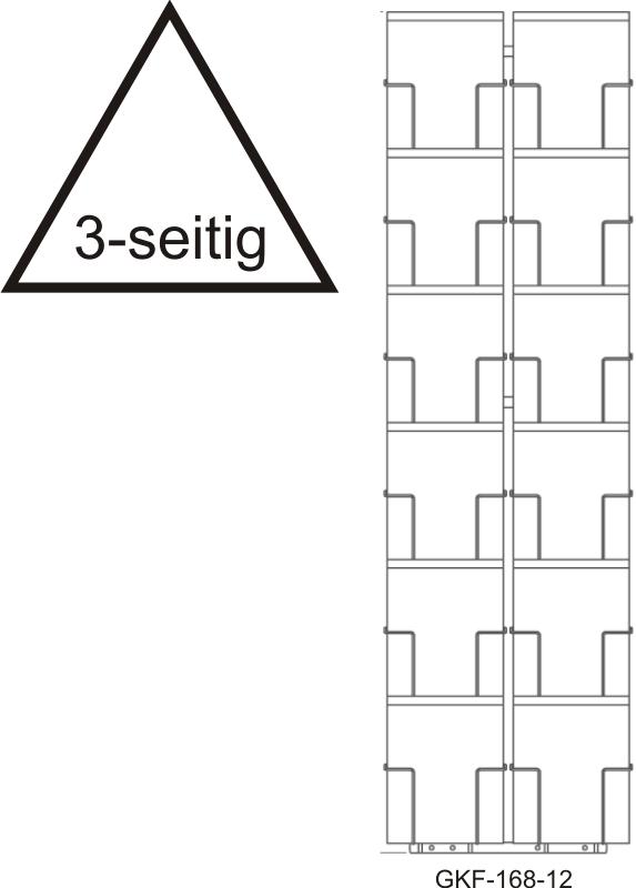 Bodenständer A5, 168 mm, 36 Fächer, 2-reihig, 3-seitig, schwarz