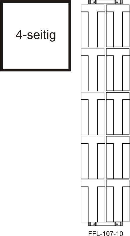 Flyer-Bodenständer 40 Fächer, 107 mm, 2-reihig, 4-seitig, silber