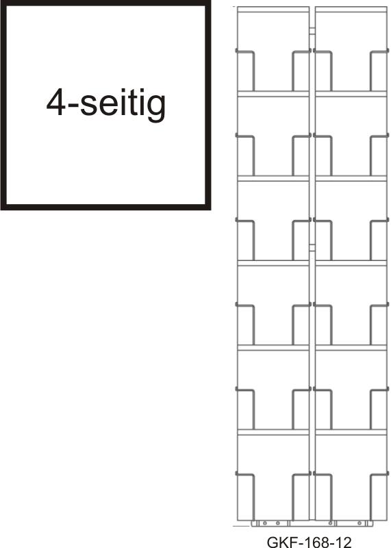 Bodenständer A5, 168 mm, 48 Fächer, 2-reihig, 4-seitig, schwarz