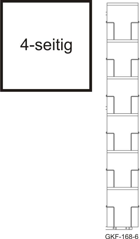 Bodenständer A5, 168 mm, 18 Fächer, 1-reihig, 3-seitig, silber