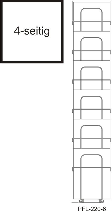 Kartenständer 220 mm Fachbreite, 24 Fächer, 4-seitig, silber