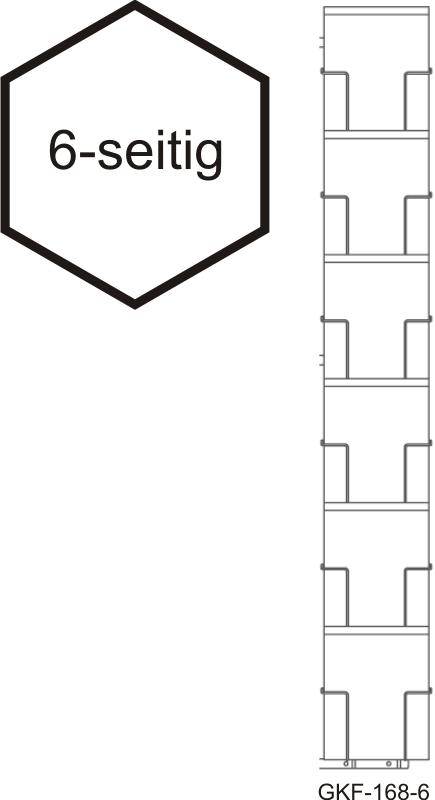 Bodenständer A5, 168 mm, 36 Fächer, 1-reihig, 6-seitig, schwarz