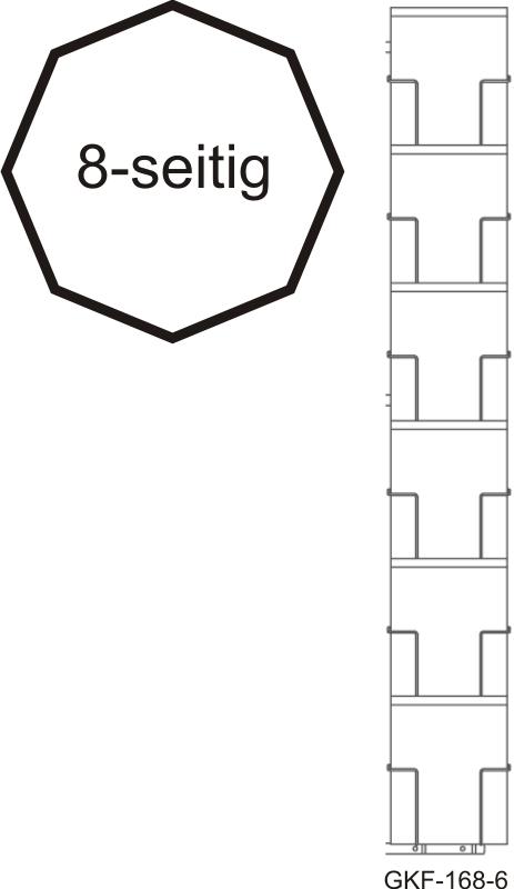 Bodenständer A5, 168 mm, 48 Fächer, 1-reihig, 8-seitig, schwarz